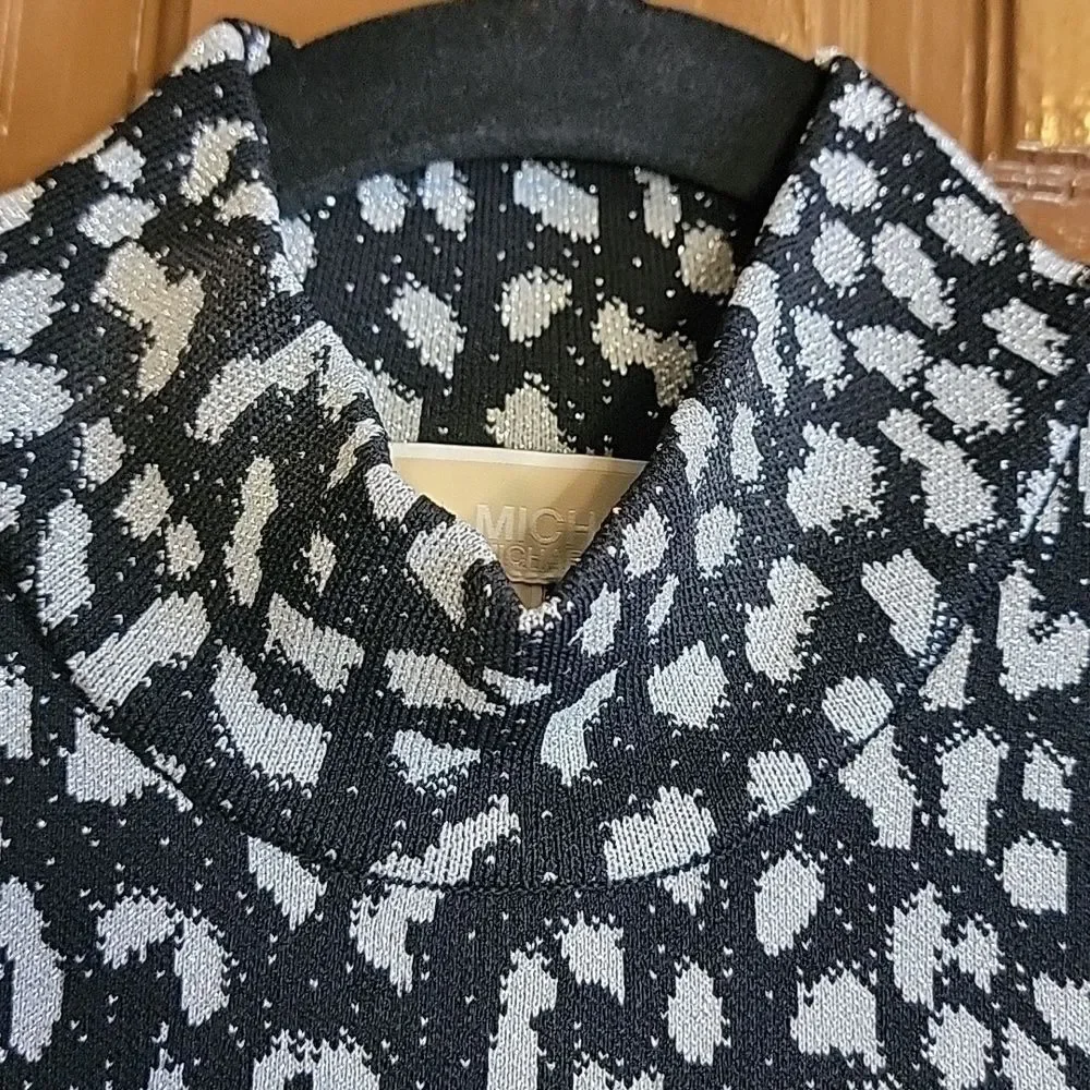 Michael Kors-Shimmery blk/gray animal print dress with bell sleeves Size XS.